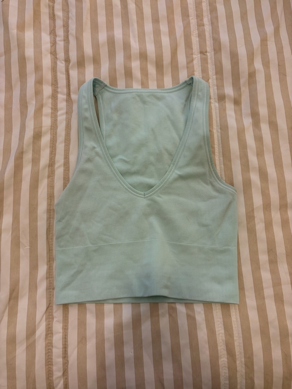 Athleta Ribbed V-Neck Crop Tank in Mint